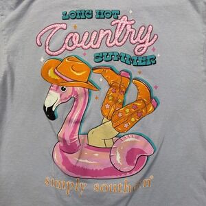 Simply Southern Collection Long Hot Country Summer Flamingo Women T-Shirt L